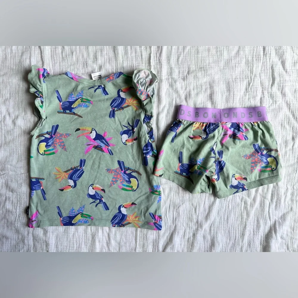 Bonds Pajama Set - Ruffle Sleeve Shirt + Shorts - Size 2 / 18-24 Months - Picture 2 of 4